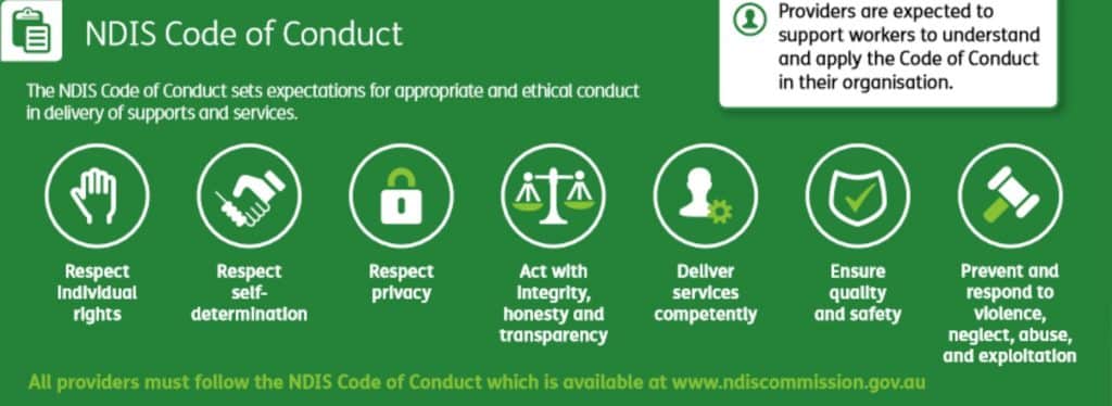 NDIS support workers abide by the NDIS Code of Conduct